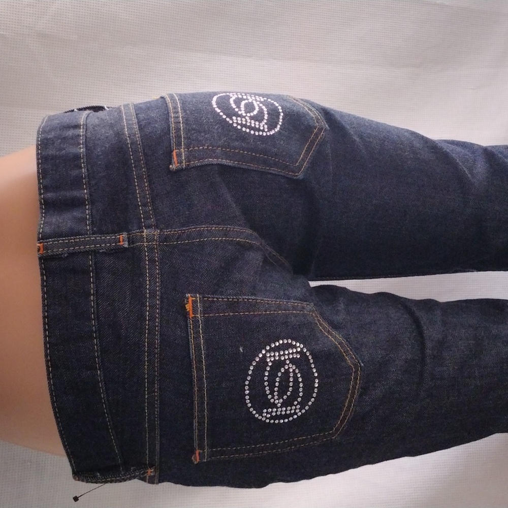 Bebe dark wash midrise rhinestone jeans 30